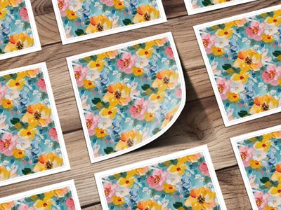 Abstract Painted Spring Floral Pattern Art Digital
