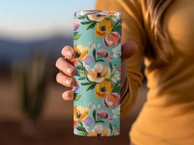 Abstract Painted Spring Floral Pattern in Jewel Tones