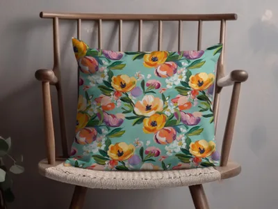 Abstract Painted Spring Floral Pattern in Jewel Tones
