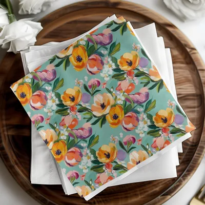 Abstract Painted Spring Floral Pattern in Jewel Tones