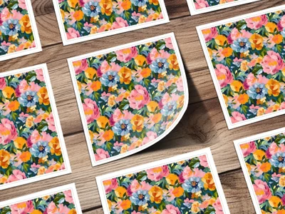 Abstract Painted Spring Floral with Jewel Tones Digital