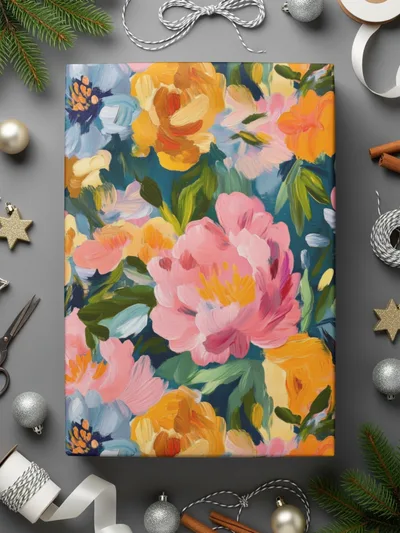 Abstract Painted Spring Floral with Jewel Tones Digital
