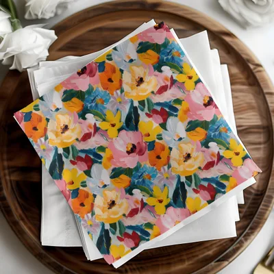 Abstract Painted Spring Flowers Jewel Tones Art