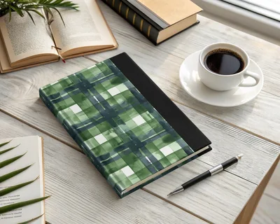 Abstract Water Color Plaid Pattern in Green Shades Digital