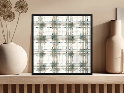 Abstract Watercolor Checkered Design With Earth Tones Digital