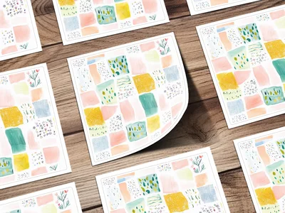 Abstract Watercolor Digital Paper, Modern Art Print, Whimsical Brushstrokes, Colorful Confetti Pattern, Seamless Surface Design, Printable