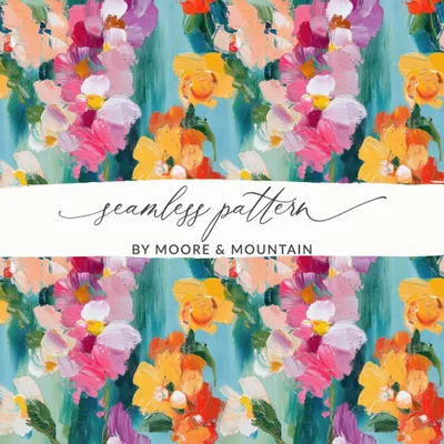 Acrylic Floral Vivid Spring Impression Painted Abstract