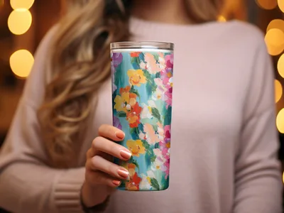 Acrylic Floral Vivid Spring Impression Painted Abstract