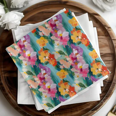 Acrylic Floral Vivid Spring Impression Painted Abstract