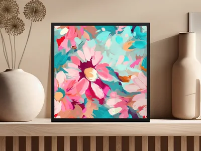 Acrylic Painted Abstract Colorful Brush Strokes