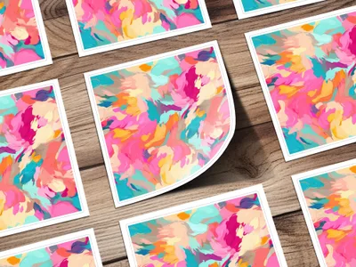 Acrylic Painted Bright Pink and Light Blue Abstract Digital