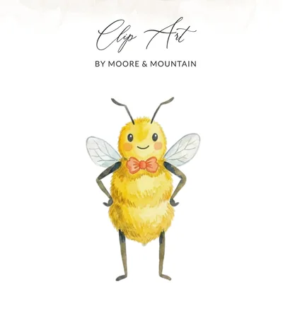 Adorable Watercolor Bee Digital Art Print | Cute Bumble Bee Clipart for Nursery Decor & Kids Room | Sweet Insect Illustration Downloadable