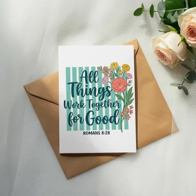 All Things Work Together for Good PNG Romans 8 28 Christian Digital T Shirt Design, Floral Bible Verse Digital File
