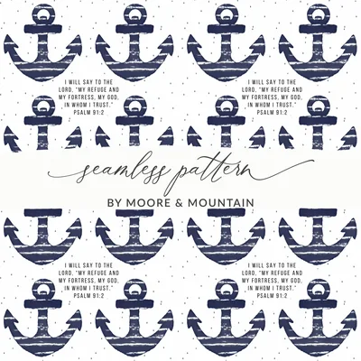 Anchor Digital Print, Seamless Bible Verse Pattern for Boys, Christian Mens Background Pattern Bible Verse
