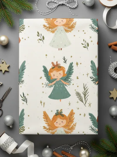 Angel Seamless Pattern, Girls With Wings Digital Paper, Whimsical Angels Repeat Pattern, Fabric Design, Scrapbooking, Christmas Theme