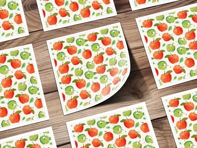 Apple Pattern Digital Paper, Red Green Apple, Watercolor Background, Seamless Pattern, Fruit Design, Scrapbook Paper, Commercial Use