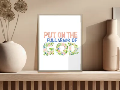 Armor of God PNG Clipart, Christian Bible Verse Art, Faith Floral Digital Download, Preppy Sublimation Design, Girly Boutique