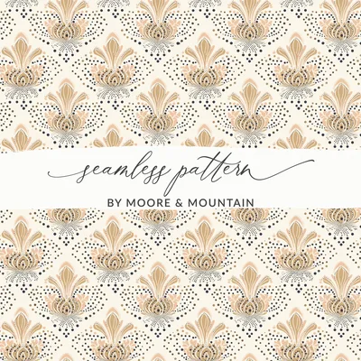 Art Deco Seamless Pattern, 1920s Digital Paper, Great Gatsby Commercial Use, Art Nouveau Floral, Champagne Gold, Blush, Soft Pink