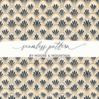 Art Deco Seamless Pattern, 1920s Floral Digital Paper, Commercial Use, Roaring 20s, Art Nouveau Wallpaper
