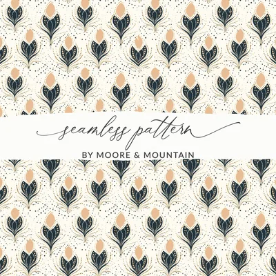 Art Deco Seamless Pattern, 1920s Great Gatsby PNG, Art Nouveau Floral Digital Paper, Roaring 20s Commercial Use, Digital