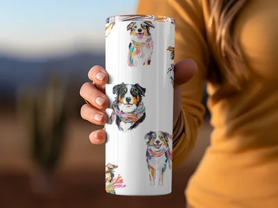 Australian Shepherd Dog Digital Paper, Seamless Dog Pattern, Pet Animal Fabric Design, Dog Breed Pattern, Dog Lover Gift, Commercial Use
