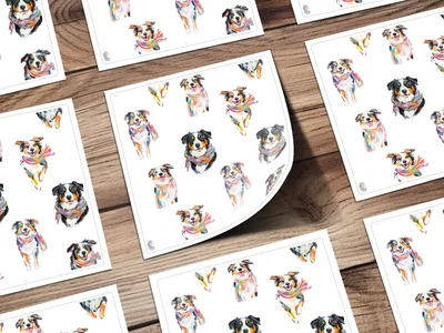 Australian Shepherd Dog Digital Paper, Seamless Dog Pattern, Pet Animal Fabric Design, Dog Breed Pattern, Dog Lover Gift, Commercial Use