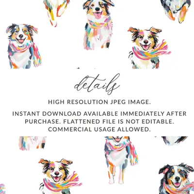 Australian Shepherd Dog Digital Paper, Seamless Dog Pattern, Pet Animal Fabric Design, Dog Breed Pattern, Dog Lover Gift, Commercial Use