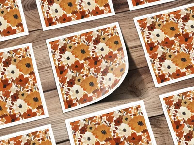 Autumn Floral Digital Seamless Pattern, Earth Tone Flowers, Fall Digital Paper for Fabric, Commercial Use, Download, Background Texture