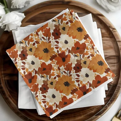 Autumn Floral Digital Seamless Pattern, Earth Tone Flowers, Fall Digital Paper for Fabric, Commercial Use, Download, Background Texture