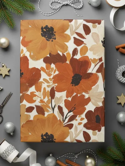 Autumn Floral Digital Seamless Pattern, Earth Tone Flowers, Fall Digital Paper for Fabric, Commercial Use, Download, Background Texture