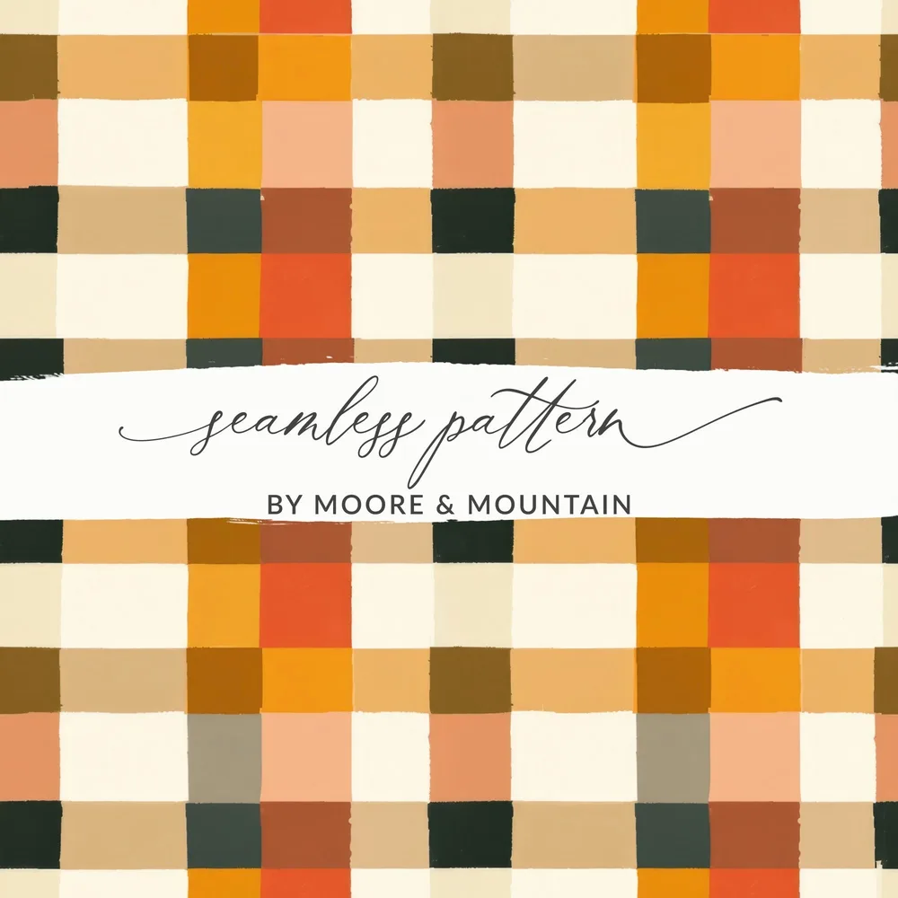 Autumn Plaid Digital Paper, Orange Brown Beige Checkered Pattern, Fall Scrapbook Paper, Neutral Buffalo Plaid Background, Digital Download