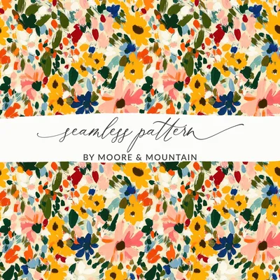 Autumn Sunflowers Seamless Pattern Fall Colors Digital