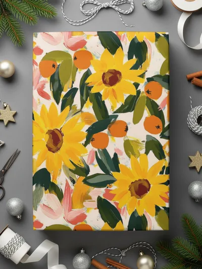 Autumn Sunflowers Seamless, Yellow Painted Sunflowers, Seamless Fall Floral, Gouache Sunflowers, Digital Seamless Sunflower Pattern