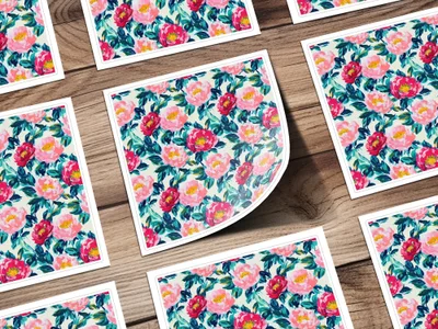 Beautiful Floral Print With Dark Green Leaves Digital