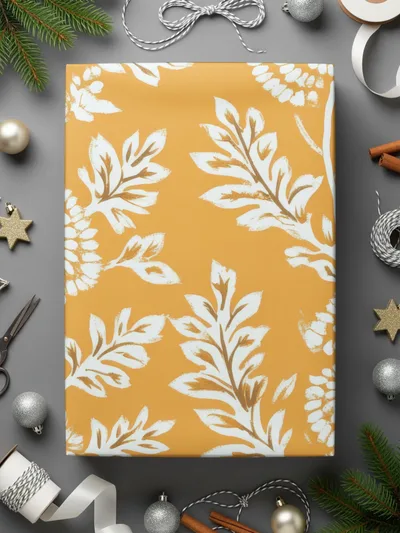 Beautiful Yellow Kalamkari Dandelion Seamless Pattern