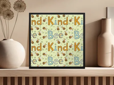 Bee Kind Seamless Pattern, Digital Download, Cute Bees, Nursery Print, Digital Paper Pack, Two Scales, Commercial Use, Scrapbook Paper