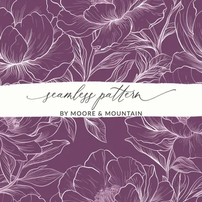 Bergundy Line Art Floral Maroon Seamless Pattern Digital Paper, Flower Line Art Pattern, Dark Purple Fabric Design, Seamless Paper