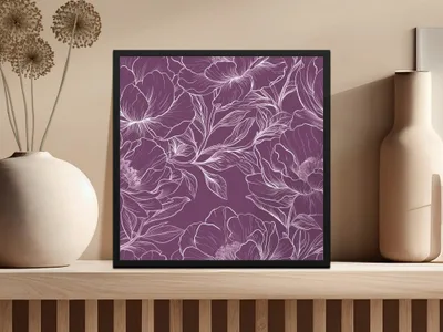Bergundy Line Art Floral Maroon Seamless Pattern Digital Paper, Flower Line Art Pattern, Dark Purple Fabric Design, Seamless Paper