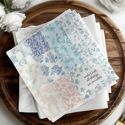 Bible Verse Seamless, Floral Patchwork, Christian Digital, Blue Pink Teal Flowers, Planner Paper, Scrapbook Paper, Card Making, Digital