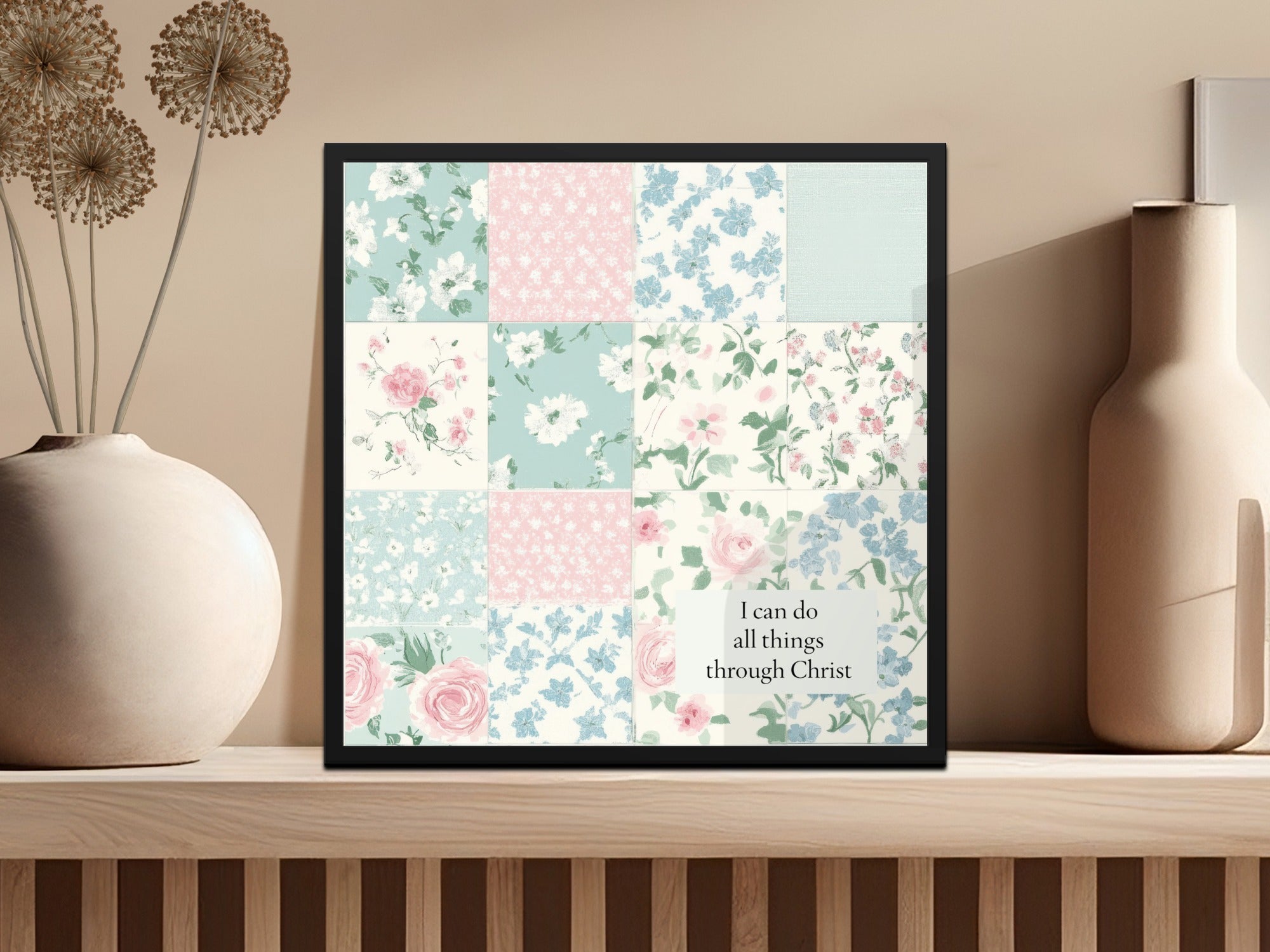 Bible Verse Seamless Patchwork, Floral Digital Paper, Christian Print, Scrapbooking Paper, Quilting Fabric, Sublimation Design, Digital