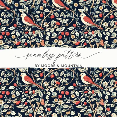 William Morris Seamless Pattern Toile Seamless Strawberry Thief Pattern