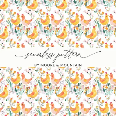 Bird and Floral Digital Seamless Pattern, Pastel Spring Design, 12x12 JPEG, Digital Paper Download, Fabric Design, Print on Demand