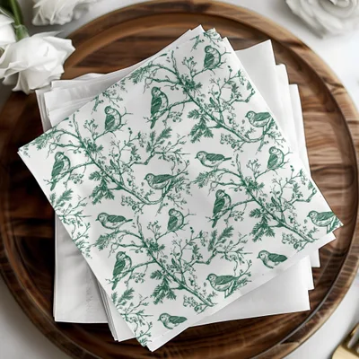 Bird Branch Seamless Pattern, Green on White, Digital Paper, Fabric Design, Scrapbooking, Printable, Floral Pattern, Nature Inspired Art