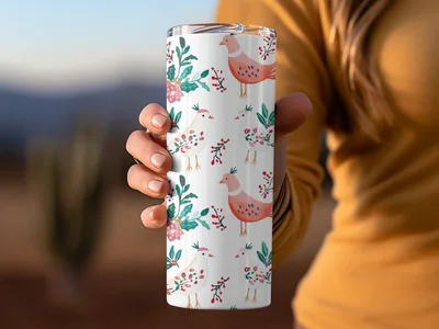 Birds Flowers Repeat Pattern Nature Inspired Design Digital
