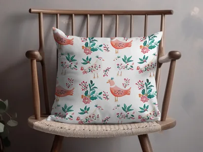 Birds Flowers Repeat Pattern Nature Inspired Design Digital