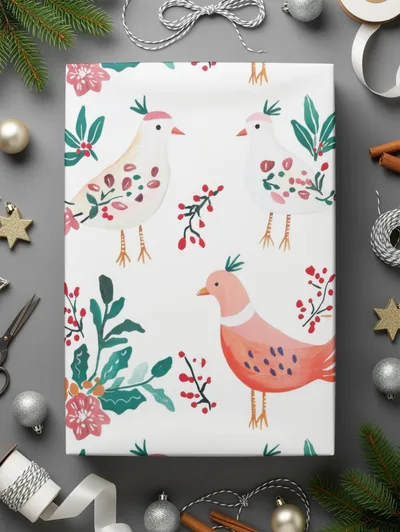Birds Flowers Repeat Pattern Nature Inspired Design Digital
