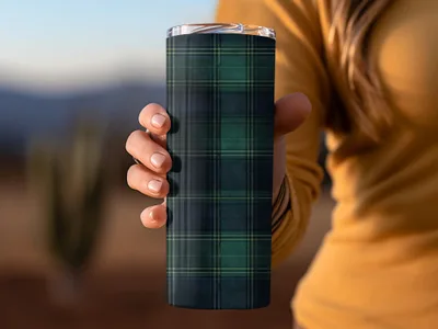 Black and Green Tartan Seamless Digital