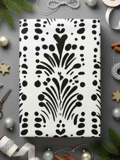 Black and White Abstract Doodle, Art Nouveau Seamless Pattern