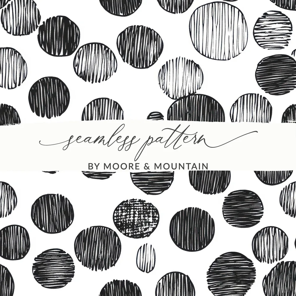 Black and White Abstract Doodle Digital Print, Geometric Circles Pattern Art, Modern Wall Decor, Printable Art, Instant Download