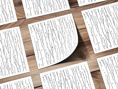 Black and White Abstract Doodle, Floral Line Art Digital Paper, Geometric Botanical Pattern, Minimalist Background, Modern Printable Design